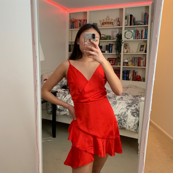 Showpo. Dresses & Skirts - Showpo Red Satin mini dress - size xs